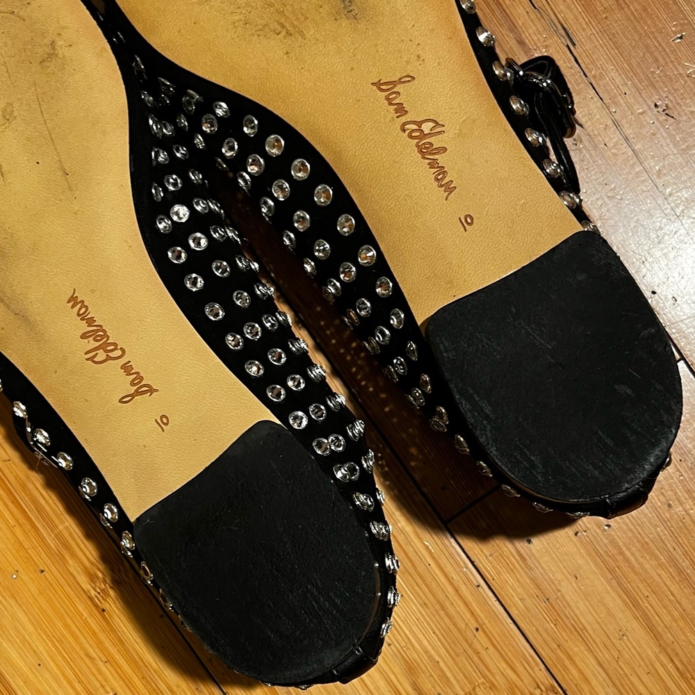 Sam Edelman Michaela Rhinestone Mary Jane Black Silver Size 10. - Picture 11 of 16